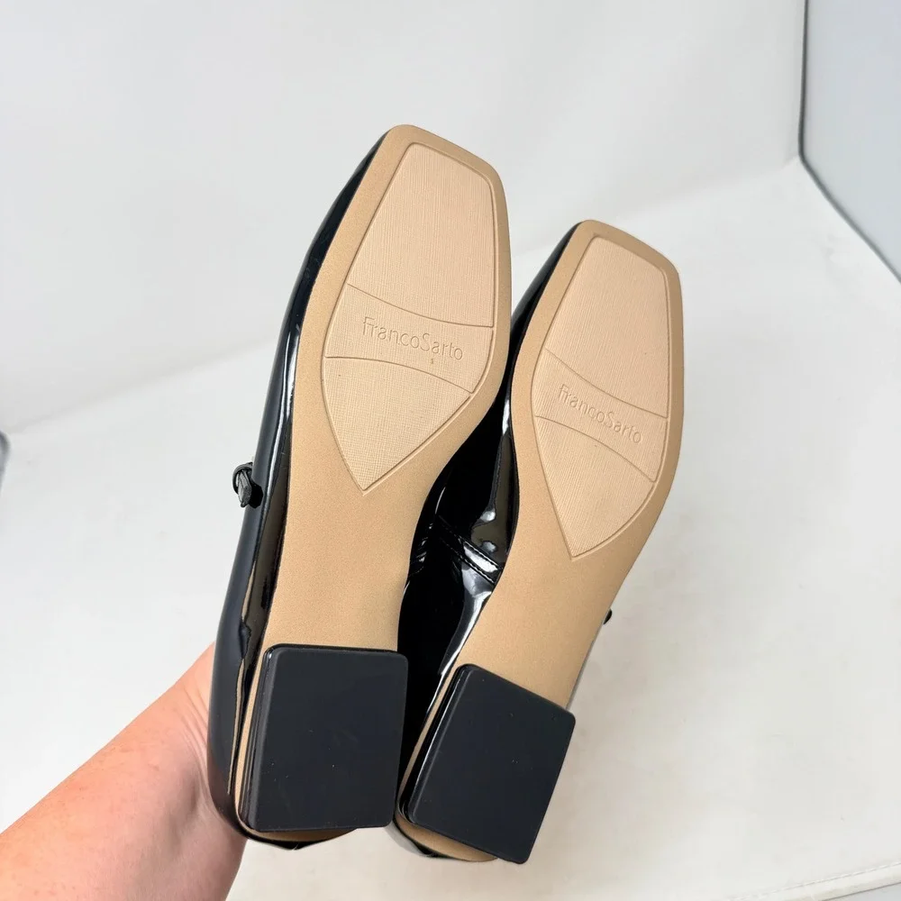 Franco Sarto Mary Jane Flats Black 9M Patent Leather Square Toe Tinsley - Picture 8 of 10
